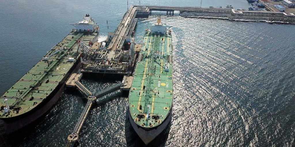 Oil Tankers at Offshore Platform
